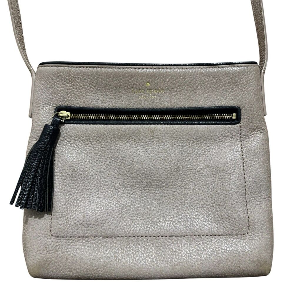 Kate Spade Chester Street Dessi Beige Black Tassel Crossbody Bag Purse READ